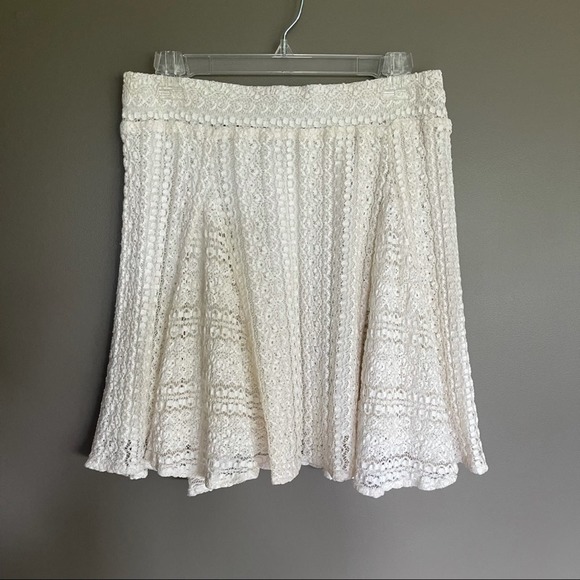 IRO Teejay Crochet Lace Mini Skirt in Ecru Size 8 Cream Off White A-Line Flouncy - Picture 4 of 16